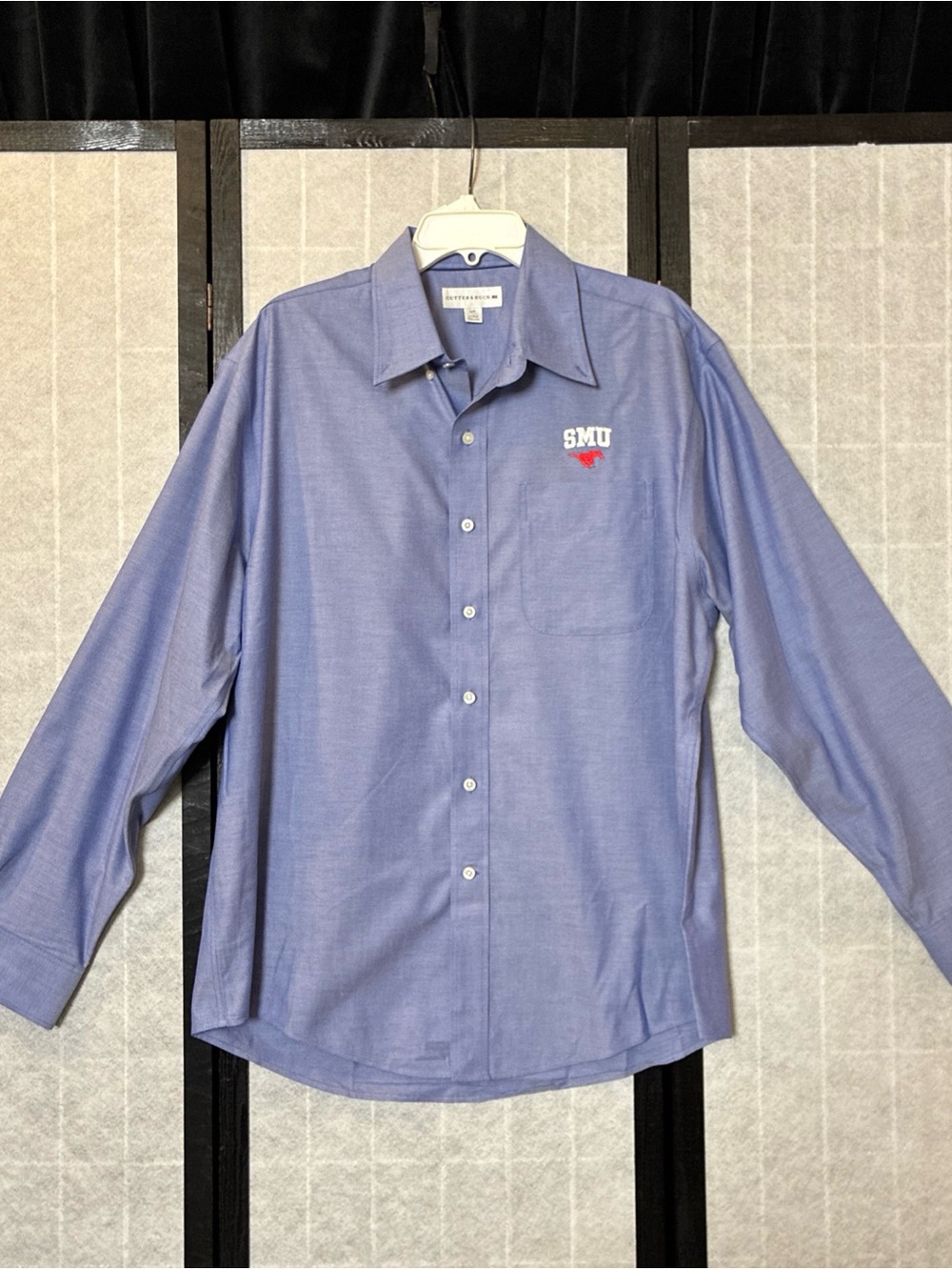 Cutter & Buck SMU Embroidered Blue Long-Sleeve Button-Down Shirt